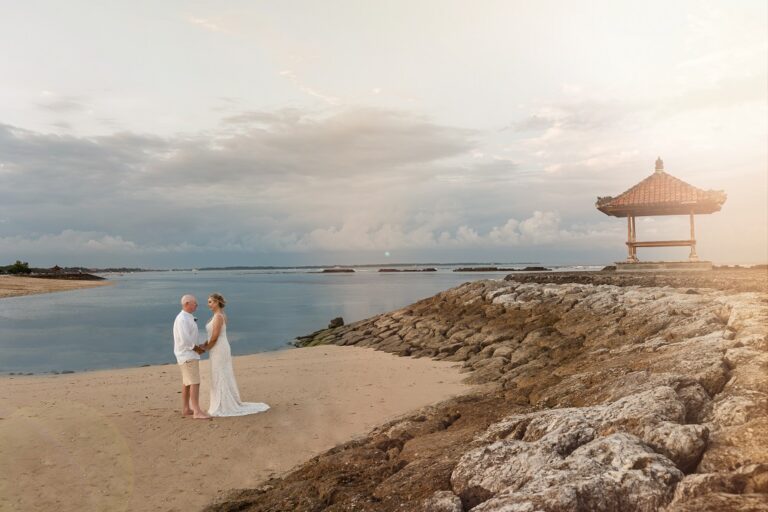 A couple taking romantic photo in front of Sofitel Bali Nusa Dua